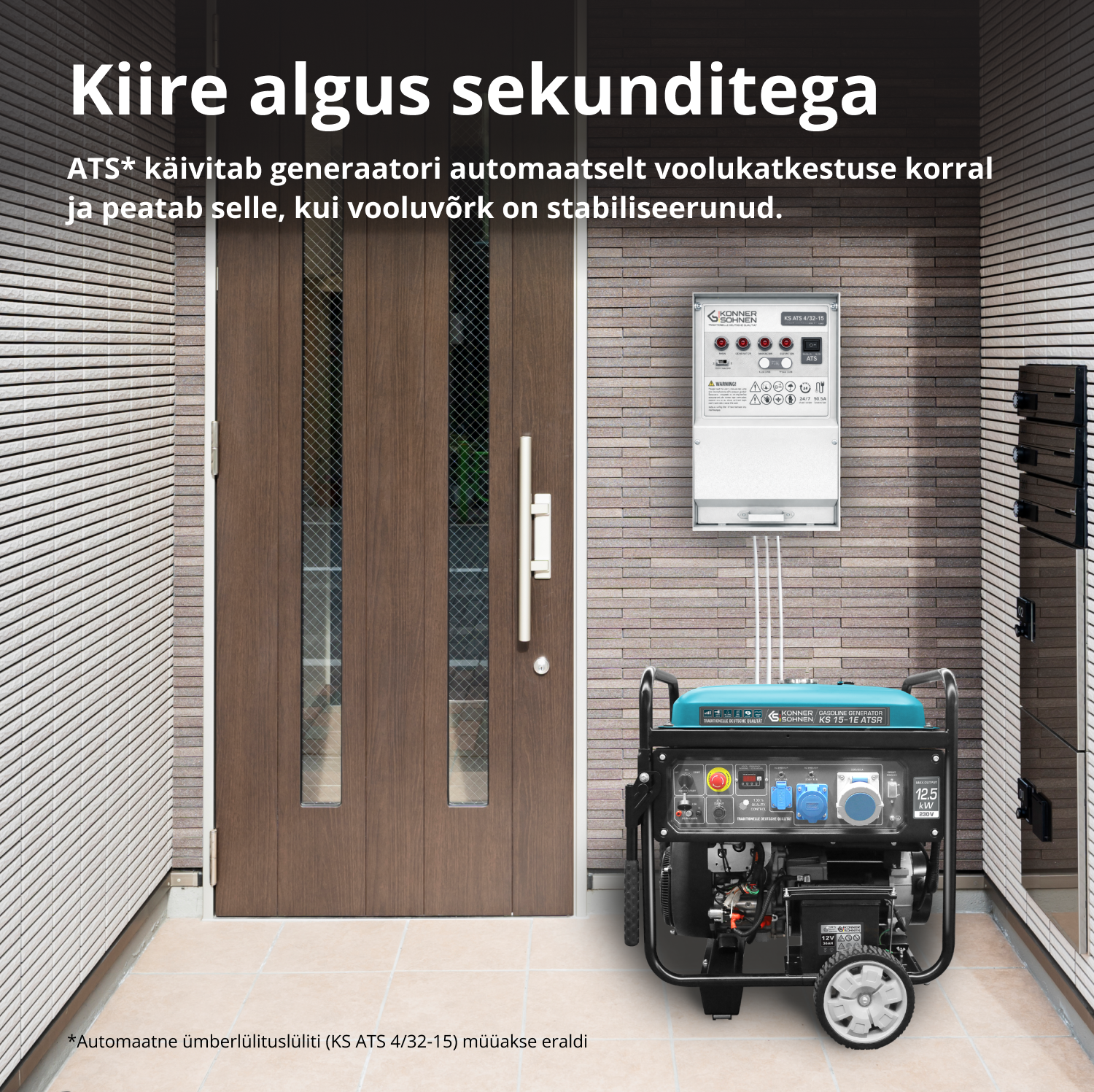 2-silindriline bensiinigeneraator "Könner & Söhnen" KS 15-1E ATSR