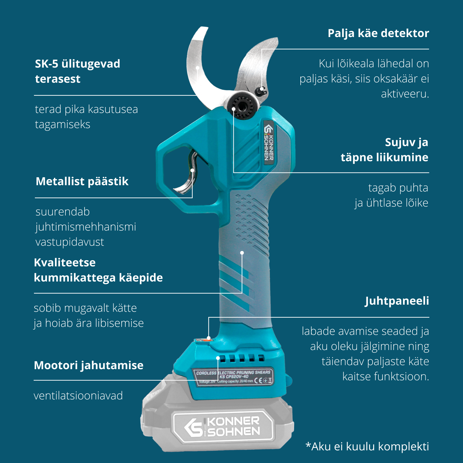 Juhtmeta Elektrilised Pügikäärid KS CPS20V-40
