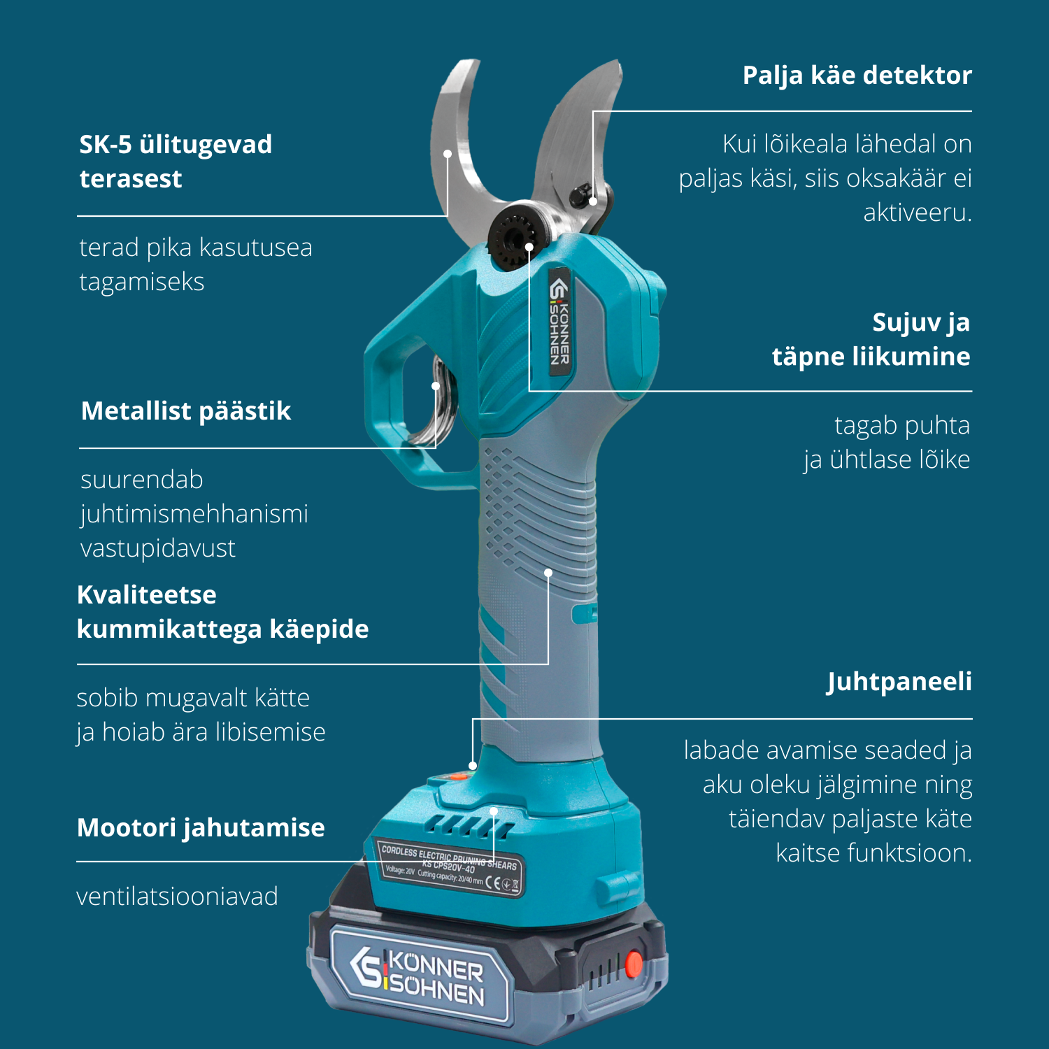 Juhtmeta Elektrilised Pügikäärid KS CPS20V-40 Korpus