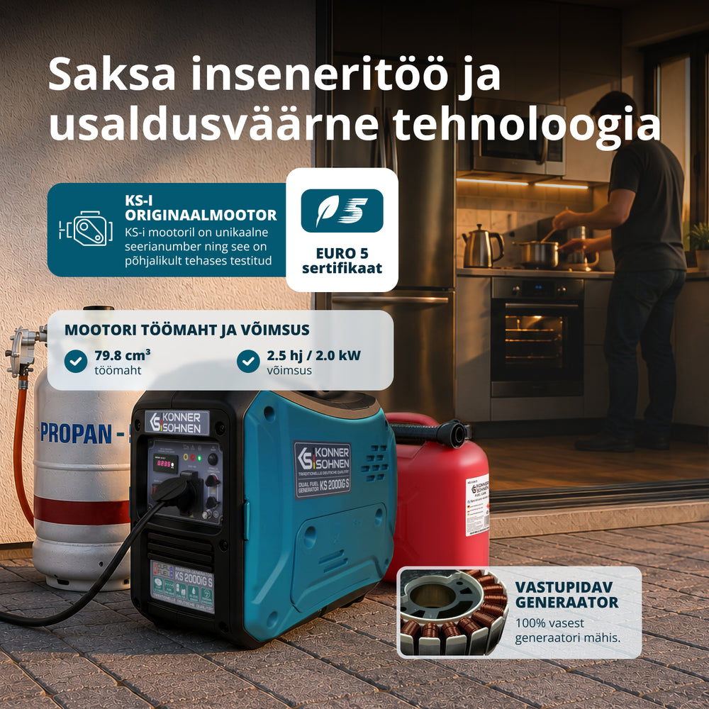LPG/bensiin invertergeneraator KS 2000iG S