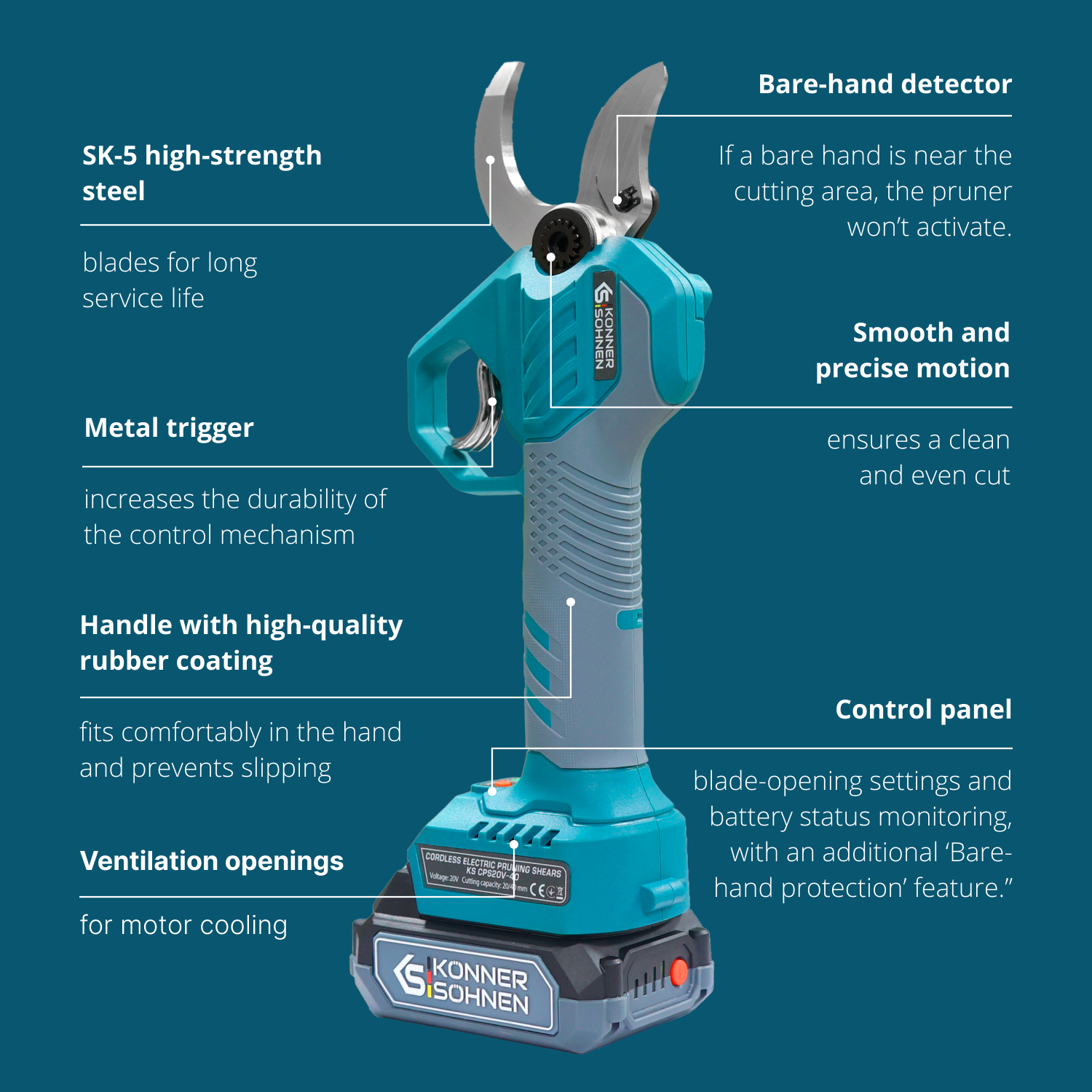 Cordless Electric Pruning Shears KS CPS20V-40 Case