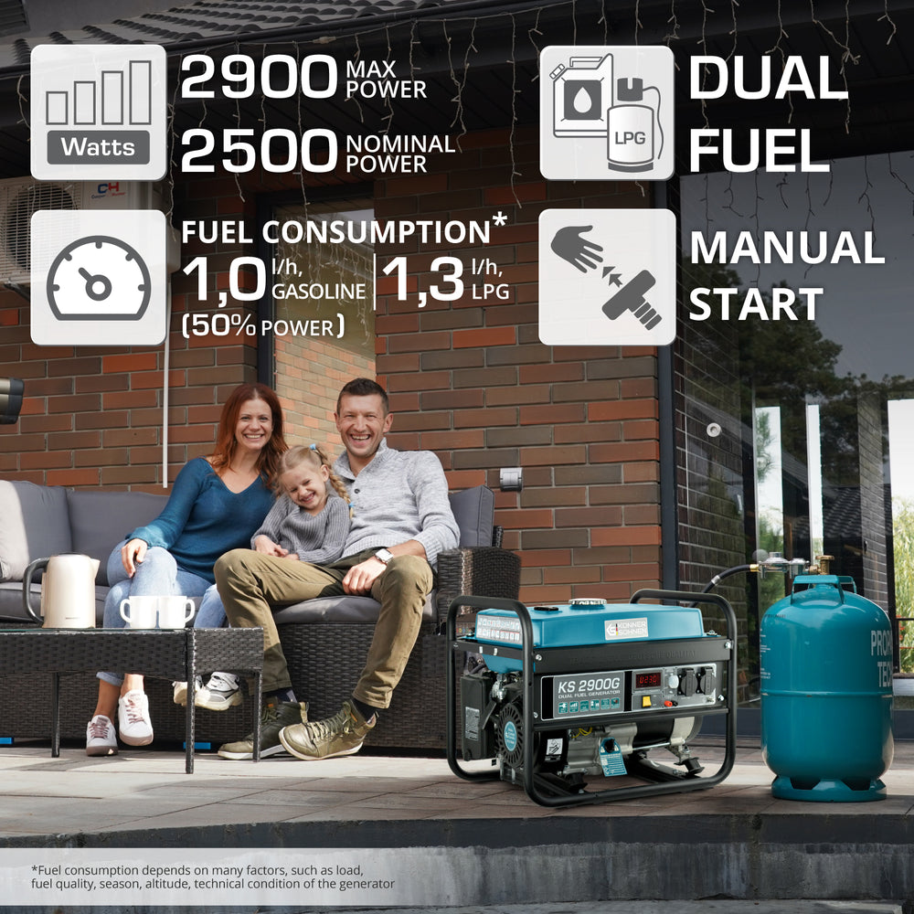 LPG/Bensiin Generaator "Könner & Söhnen" KS 2900G