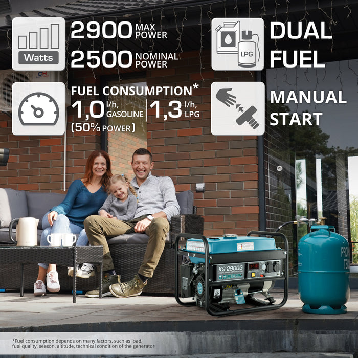 LPG/Bensiin Generaator "Könner & Söhnen" KS 2900G