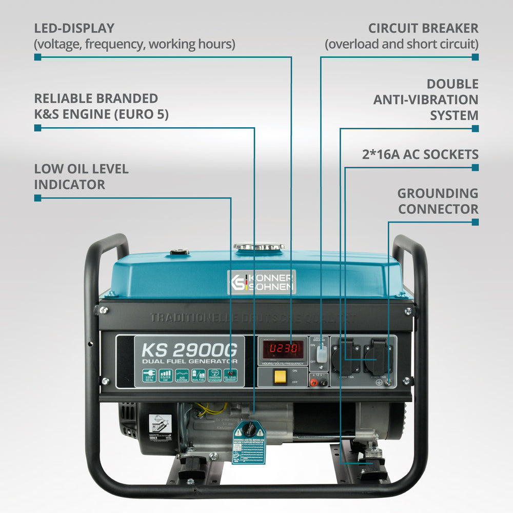 LPG/Bensiin Generaator "Könner & Söhnen" KS 2900G