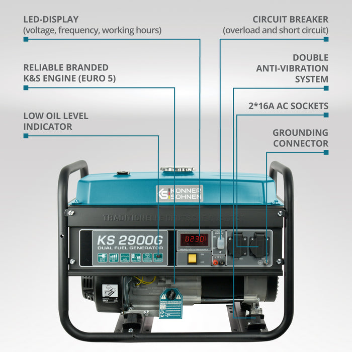LPG/Bensiin Generaator "Könner & Söhnen" KS 2900G