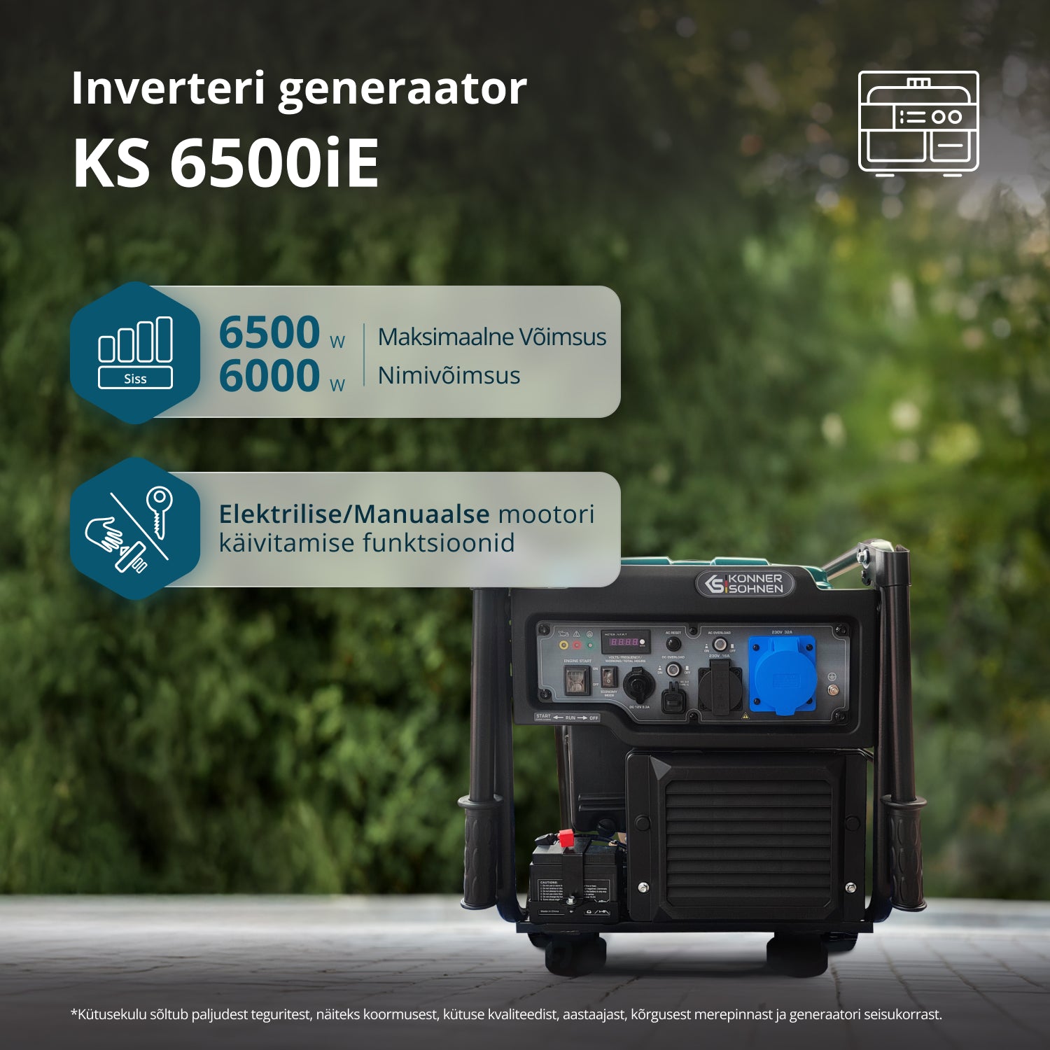 Inverter Bensiinigeneraator KS 6500iE