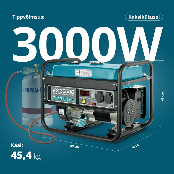 LPG/Bensiin Generaator "Könner & Söhnen" KS 3000G