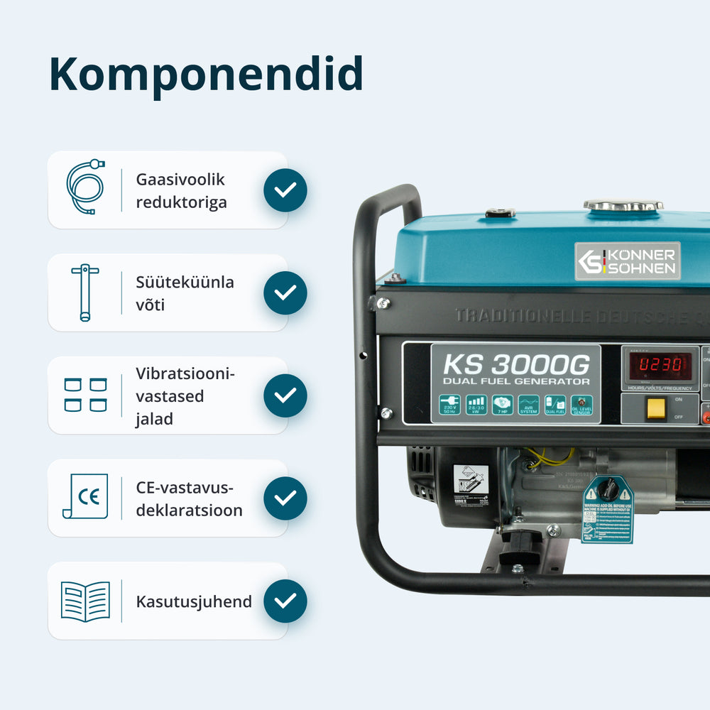 LPG/Bensiin Generaator "Könner & Söhnen" KS 3000G