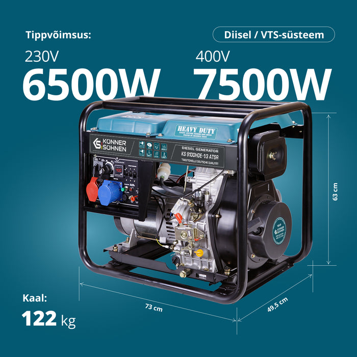 Diiselgeneraator "Könner & Söhnen" KS 9100HDE-1/3 ATSR (EURO V)
