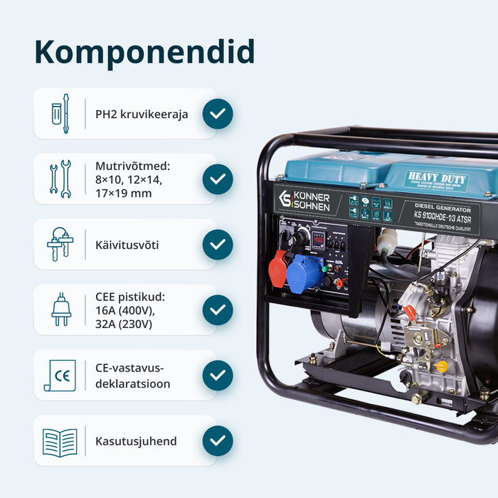Diiselgeneraator "Könner & Söhnen" KS 9100HDE-1/3 ATSR (EURO V)