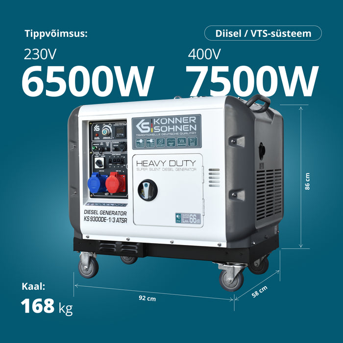 Diiselgeneraator "Könner & Söhnen" KS 9300DE-1/3 ATSR (EURO V)