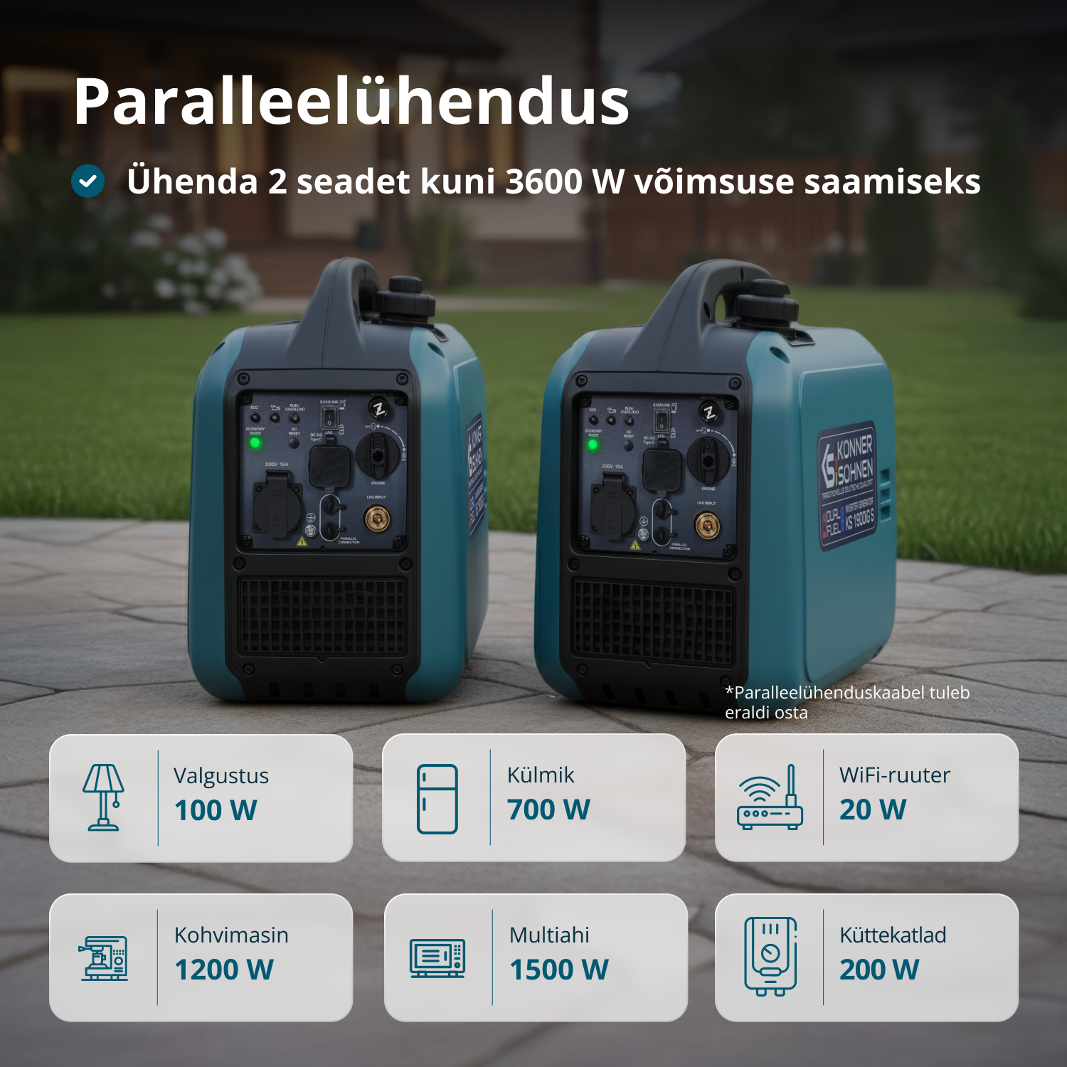 Invertergeneraator (LPG/bensiin) KS 1900iG S