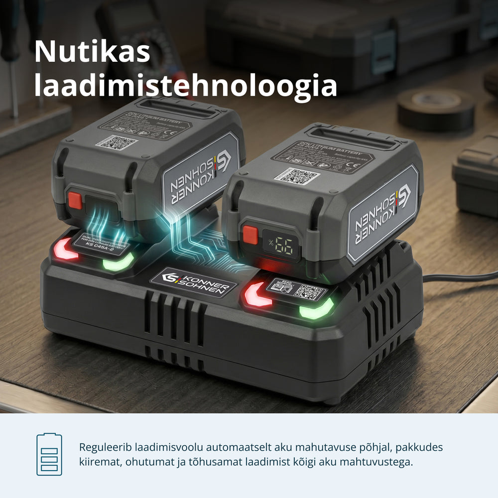 Kahepesaline laadija laetavatele akudele 20V KS C45A-2