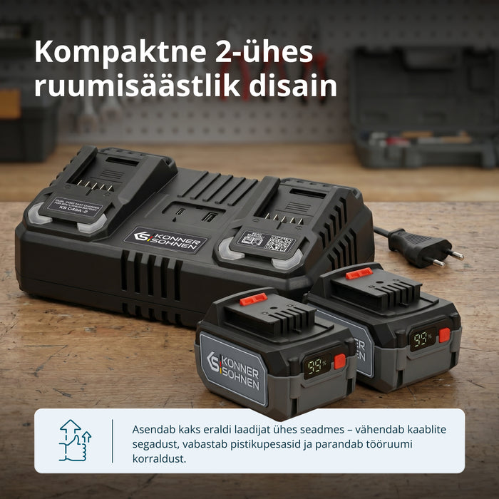 Kahepesaline laadija laetavatele akudele 20V KS C45A-2