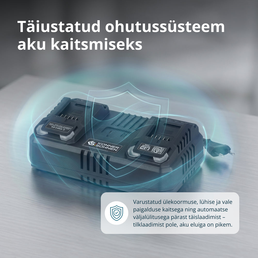 Kahepesaline laadija laetavatele akudele 20V KS C45A-2