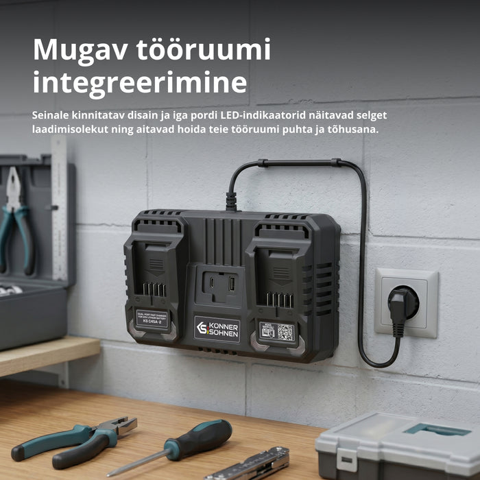 Kahepesaline laadija laetavatele akudele 20V KS C45A-2