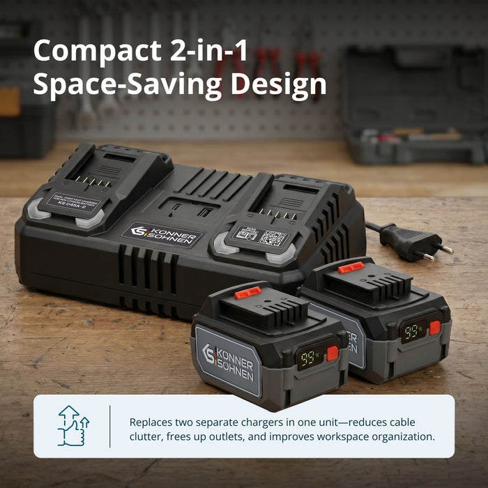 Dual charger for rechargeable batteries 20V KS C45A-2