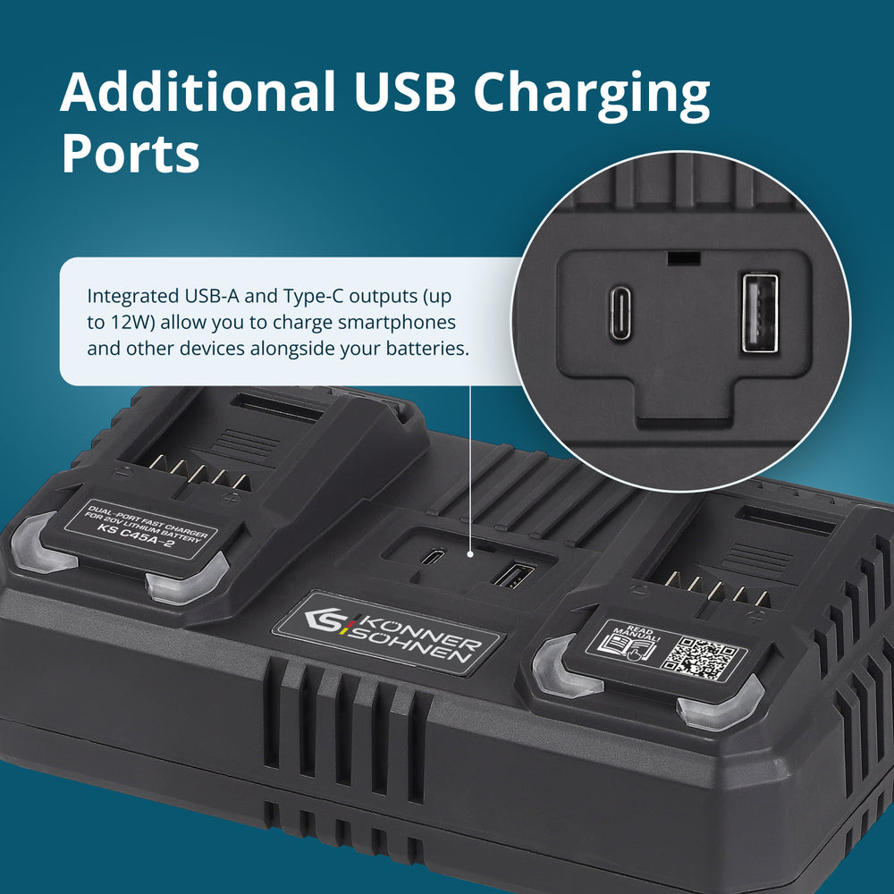 Dual charger for rechargeable batteries 20V KS C45A-2