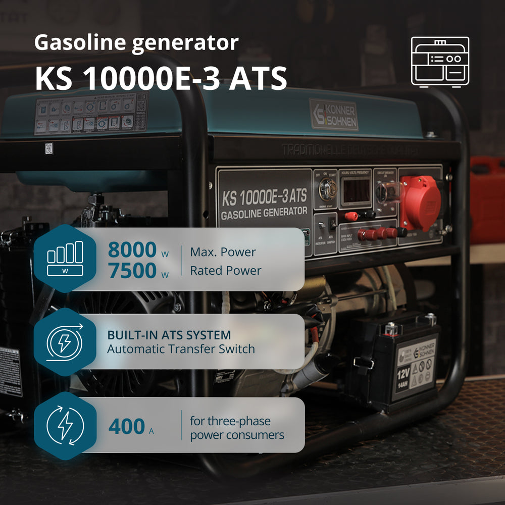 Bensiinigeneraator "Könner & Söhnen" KS 10000E-3 ATS