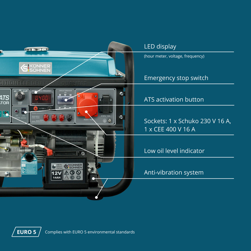 Bensiinigeneraator "Könner & Söhnen" KS 10000E-3 ATS