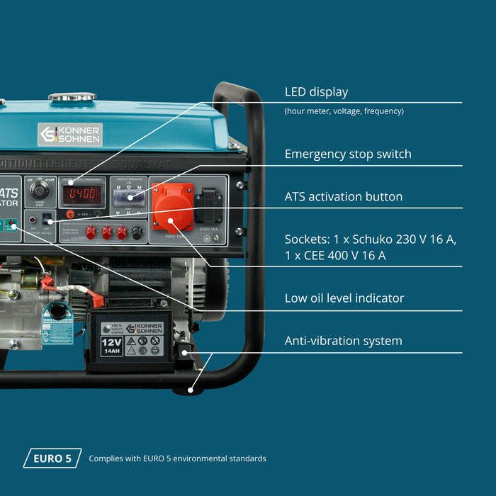 Bensiinigeneraator "Könner & Söhnen" KS 10000E-3 ATS