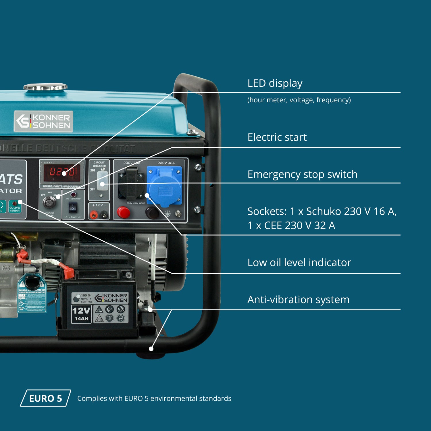 Bensiinigeneraator "Könner & Söhnen" KS 10000E ATS