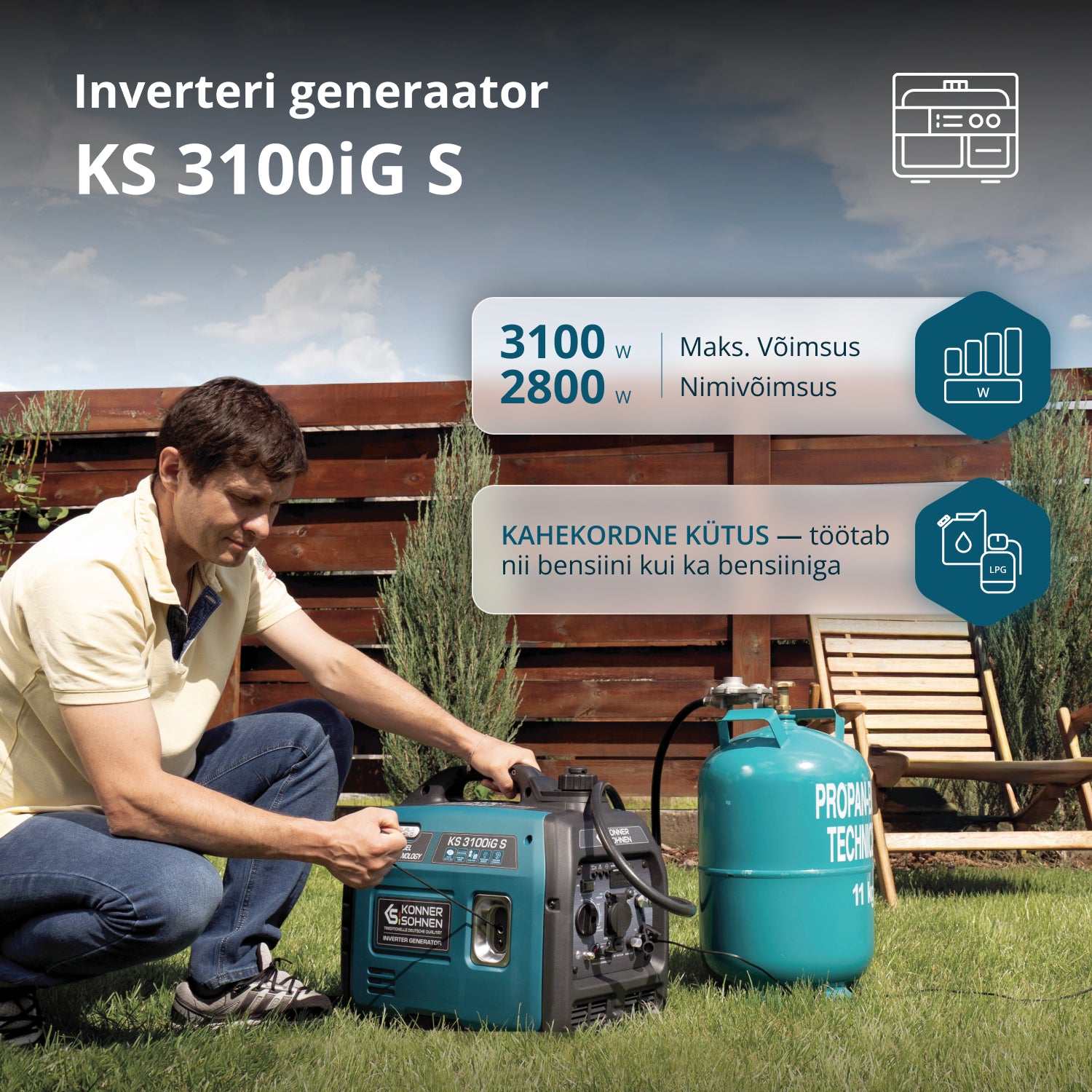 LPG/bensiin invertergeneraator KS 3100iG S