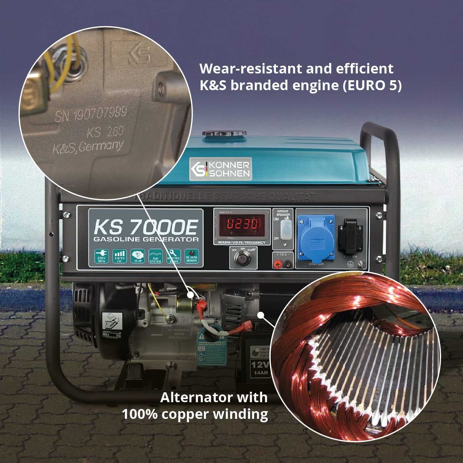 Bensiinigeneraator "Könner & Söhnen" KS 7000E