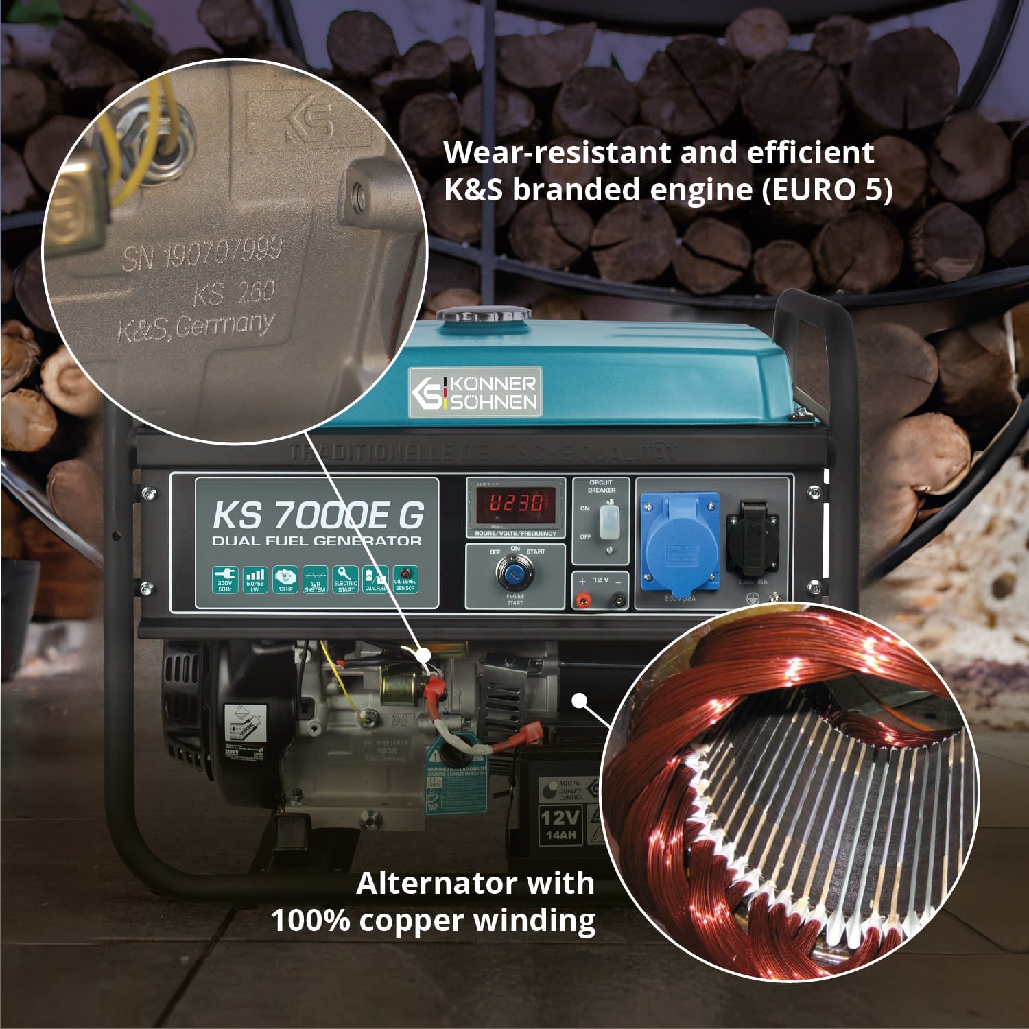 LPG/Bensiin Generaator "Könner & Söhnen" KS 7000E G