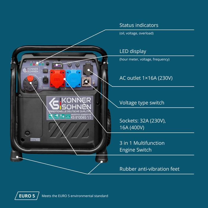 LPG/gasoline inverter generator KS 8100iEG 1/3